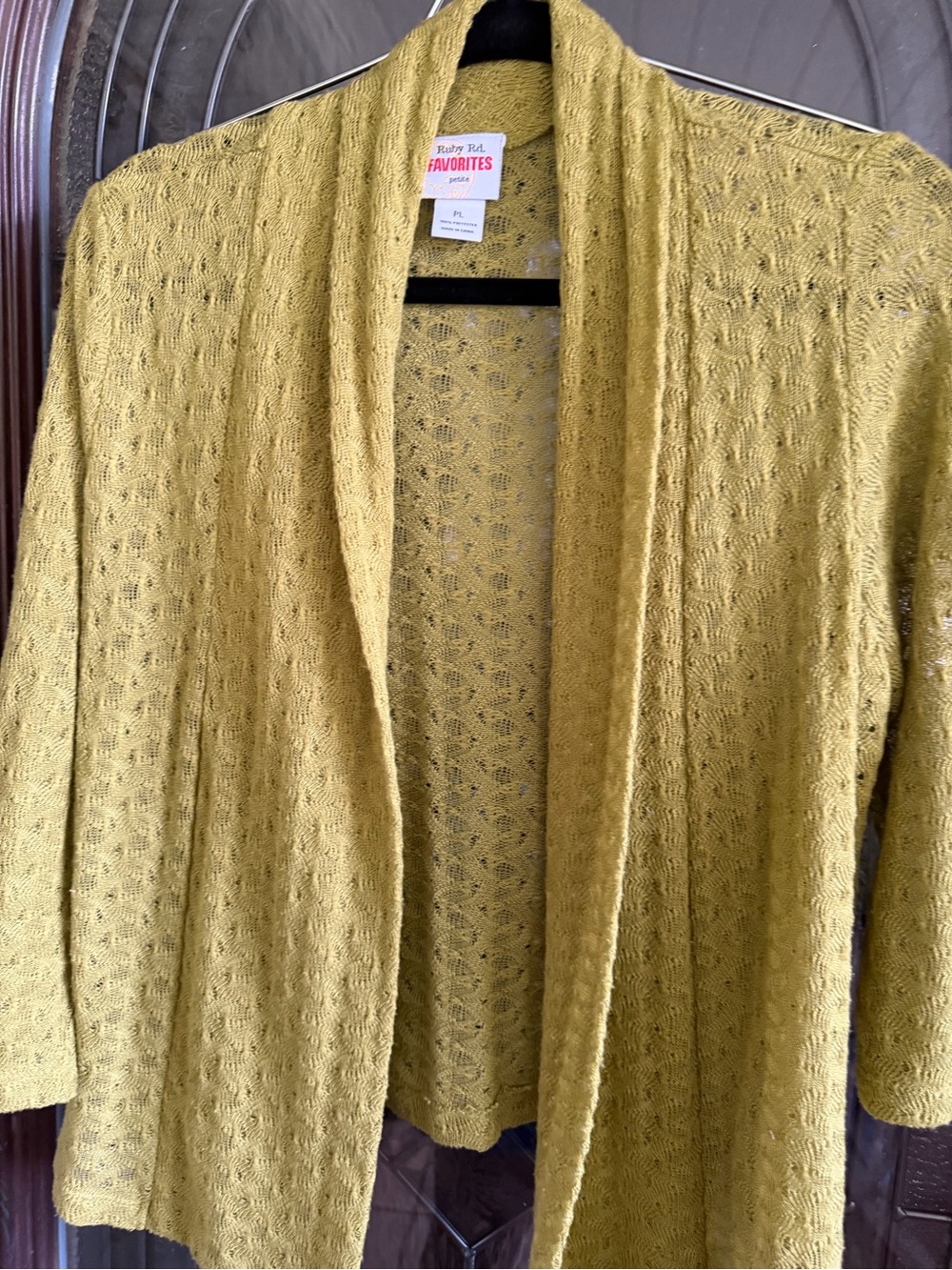 Ruby Rd. Open-Front Cardigan in Mustard